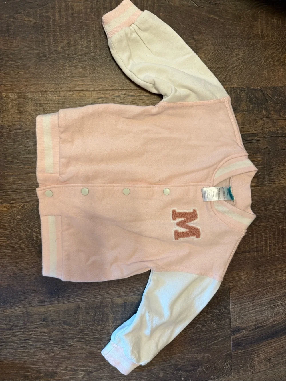 Pink & Cream Girls' Varsity Jacket Minnie & Minnie Jeans - 2 Piece Set